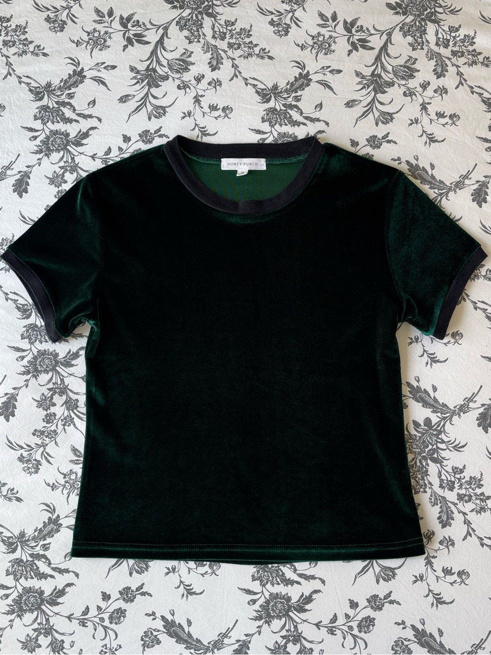 Honey Punch Retro Green Velour Tee